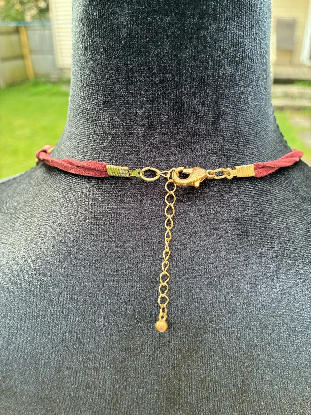 Multistrand Pink & Red Beaded Statement Necklace with Gold Accents
